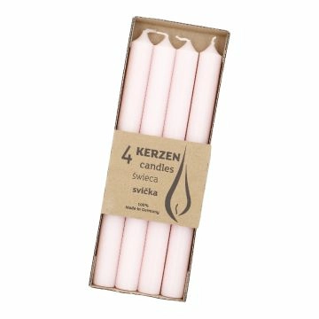 4er Set Stabkerze Rustik, softrosa, 25 cm