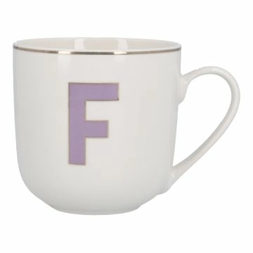 Becher Buchstabe mit Schlüsselanhänger, F/lila, 450 ml