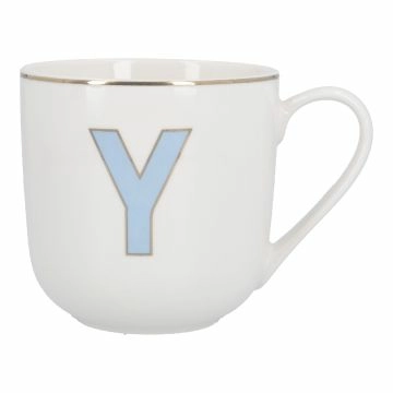 Becher Buchstabe mit Schlüsselanhänger, Y/blau, 450 ml