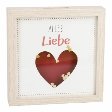 Bilderrahmen Geldgeschenk, Herz/natur, 12 x 12 cm