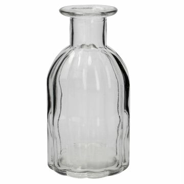 Flaschen-Vase Rillen, breit, 7.5 x 14 cm