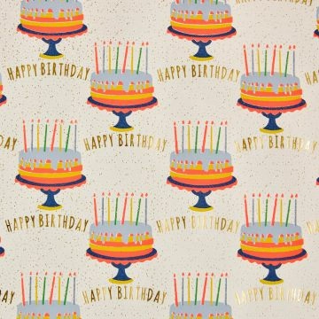 Geschenkpapier Neon, Torte/Happy Birthday, 2 m