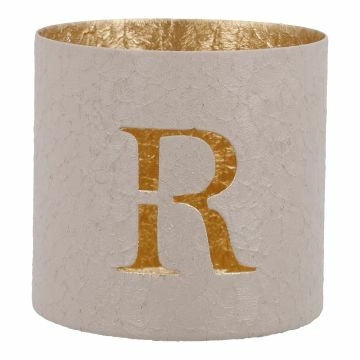 Teelichthalter Buchstabe, R/beige, 7.8 x 7.5 cm