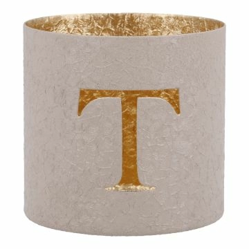 Teelichthalter Buchstabe, T/beige, 7.8 x 7.5 cm