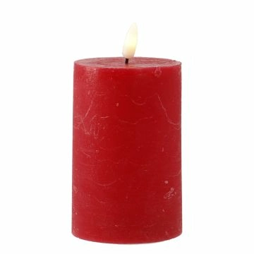 LED-Kerze Rustik, rot, 7.5 x 14.5 cm