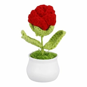Häkelblume im Topf, Rose, 12 cm