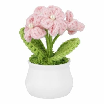 Häkelblume im Topf, Primel, rosa