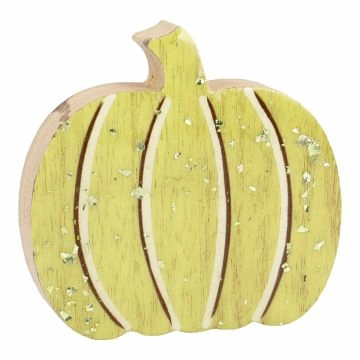 Deko-Kürbis Holz, gelb, 10 x 9.5 cm