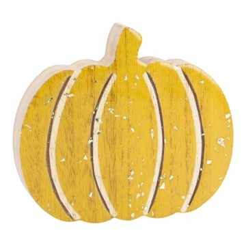Deko-Kürbis Holz, orange, 10 x 9.5 cm