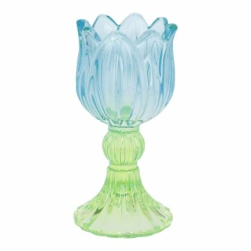 Teelichthalter Tulpe, Neon/türkis/grün, 7 x 14 cm