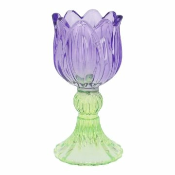 Teelichthalter Tulpe, Neon/lila/grün, 7 x 14 cm
