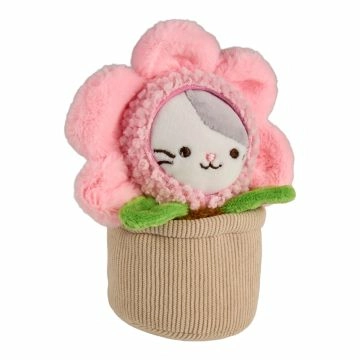 Kuscheltier Katze im Blumentopf, rosa, 15 cm