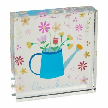 Deko-Würfel Geburtstag, Gießkanne/blau, 8 cm