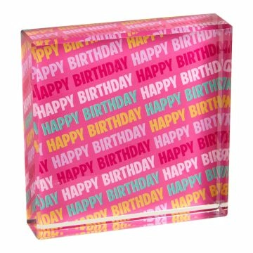 Deko-Würfel Geburtstag, Schrift/pink, 8 cm