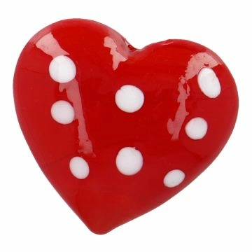 Deko-Herz, Punkte/rot/weiß, 4 cm