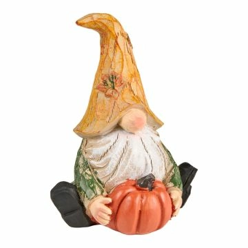 Wichtel Herbst, Kürbis/sitzend, ocker, 12.5 cm