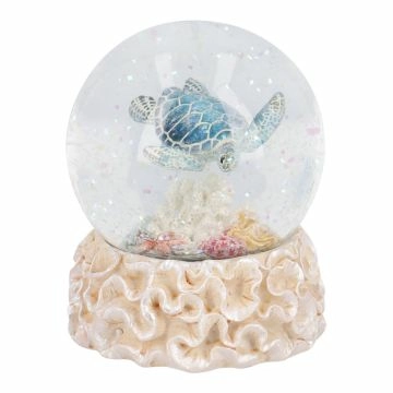 Schneekugel Koralle, blau, 7 x 8 cm