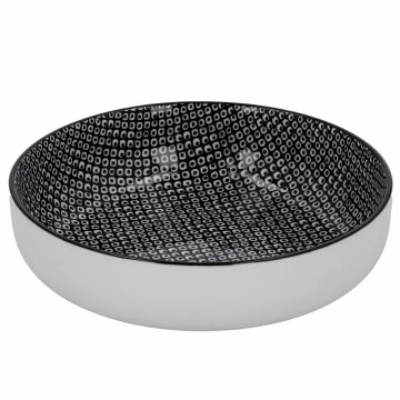 Schale China mit Rand, Perlen, schw/wss, 17 cm