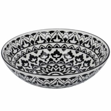 Schüssel China, flach, Orient, schw/wss, 23 cm