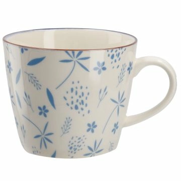 Becher China, blau, Gräser, 300 ml