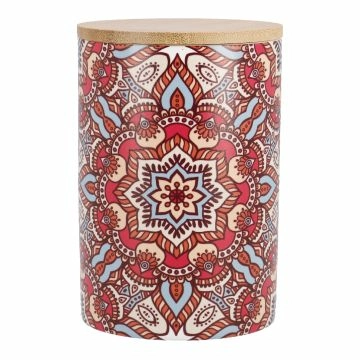 Keramik-Dose Muster, Blume/rot/blau, 15 cm