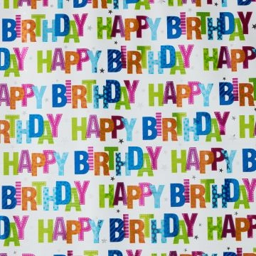 Geschenkpapier Geburtstag, Happy Birthday/Sterne, 2 m