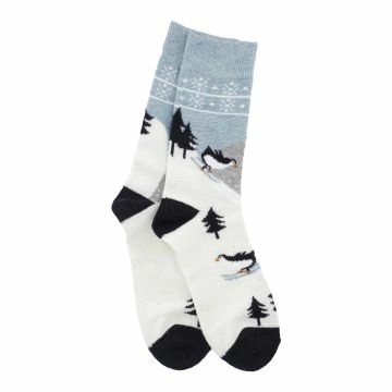 Socke Winter, Herren, Pinguine/blau, Größe 42-46