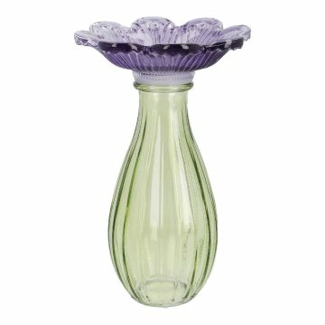 Vase Blütenform, lila/grün, 17 cm