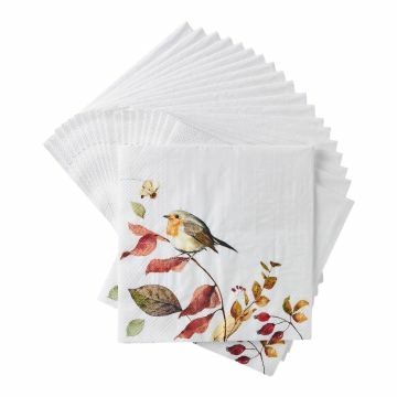 Serviette Vogel/Blätter, 20 Stück