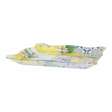 Schale Zitrone, eckig/gelb/blau, 30 cm