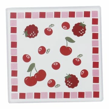Untersetzer Frucht, eckig/Kirschen/pink, 10 cm