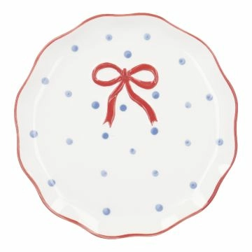 Teller Schleife/Punkte, rot, 21 cm