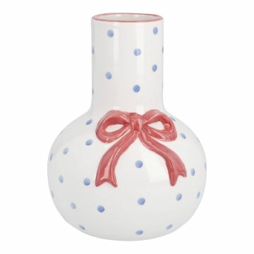 Vase Schleife/Punkte, rot, 18 cm