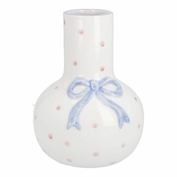 Vase Schleife/Punkte, blau, 18 cm