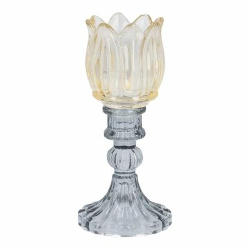 Teelichthalter Tulpe, gelb, 8 x 17 cm