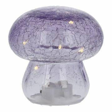 LED-Pilz Craquele, lila, 8 cm