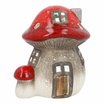 Teelichthalter Pilz-Haus, Pilz an Seite, 18 cm