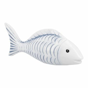 Deko-Fisch, geriffelt/weiß, 16 x 6 cm
