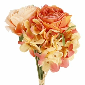 Strauß Rose/Hortensie, peach, 30 cm