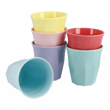 6er Set Melamin-Becher Pastell, bunt, 295 ml