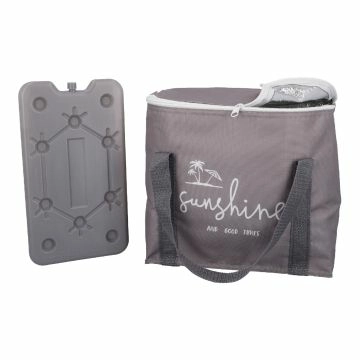 Kühltasche mit Kühlakku, Spruch, grau