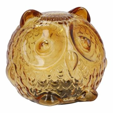 LED-Eule Glas, gelb, 10 cm