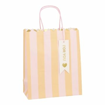 Geschenktüte Streifen, peach/rosa, 21 x 25.5 cm