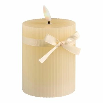 LED-Kerze Schleife, creme, 10 cm