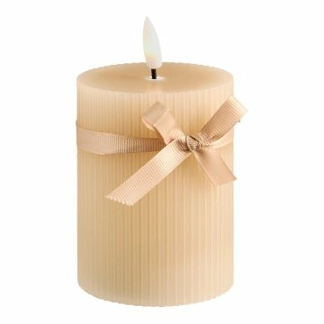LED-Kerze Schleife, beige, 10 cm