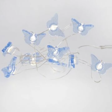 Lichterkette Schmetterling, blau, 10er