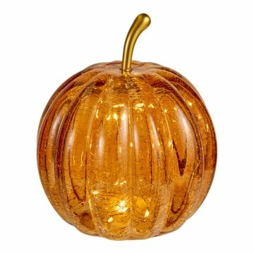LED-Kürbis Craquele, orange, 15 x 16.5 cm