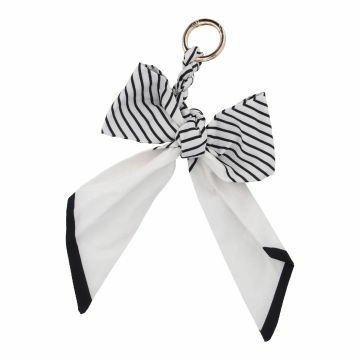 Taschen-Anhänger Schleife, Streifen/weiß/schwarz, 24 cm