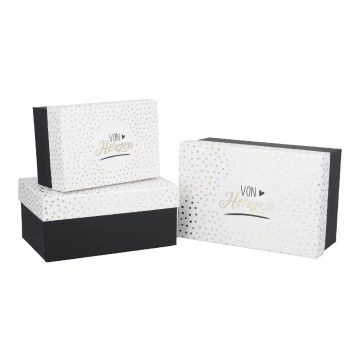 3er Set Geschenkkarton Anlass, Von Herzen/gold