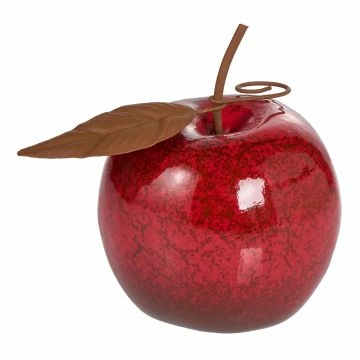 Deko-Apfel mit Metall-Blatt, rot, 9 x 11 cm